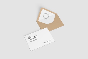 A6 Postcard and Envelope Mockups
