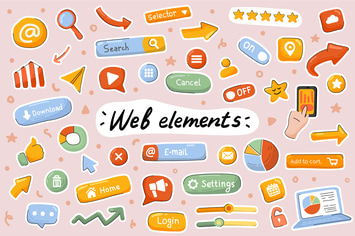 Web Elements Cute Stickers Set