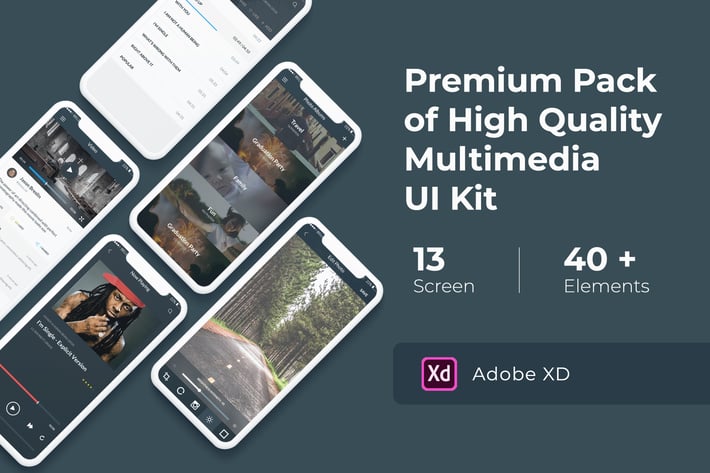 Multimedia and Entertaintment UI KIT for XD