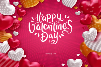 Happy valentines day text with heart shape element