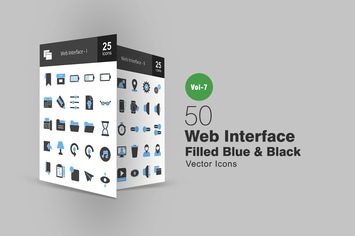 50 Web Interface Blue & Black Icons