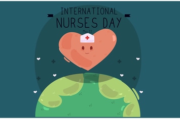 International Nurses Day with Heart Character 