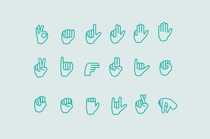 18 Sign Language Icons