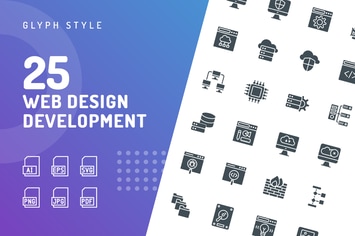Web Design Development Glyph Icons