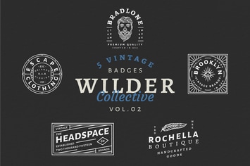 5 Vintage Badge Logos Vol 02