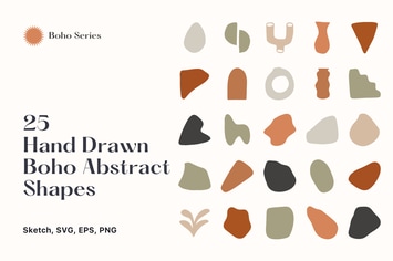 25 Hand Drawn Abstract Boho Shape vol 2