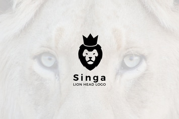 Singa : Negative Space Lion Head Logo