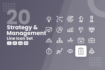 20 Strategy & Management Line Icon Set