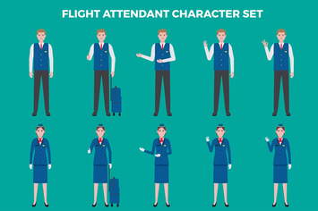 Flight Attendant Character Set – Illustrations