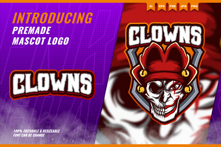 Skull Clown - Mascot Esport Logo Template