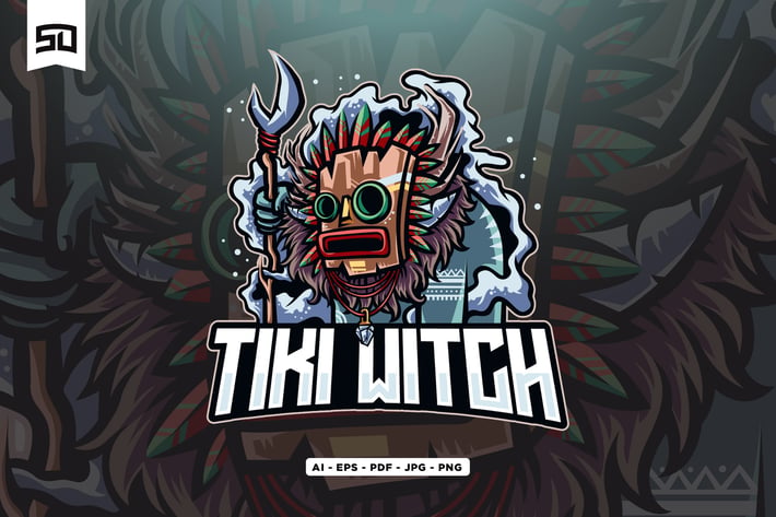 Tiki Mask Mascot Logo