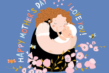 Cute mother hugging their child. Happy mothers day
