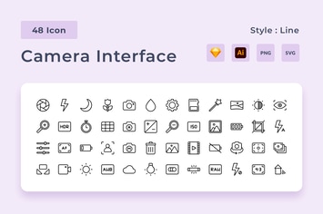 Photography Outline Style Icon Pack