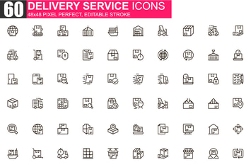 Delivery Service Thin Line Icons Pack
