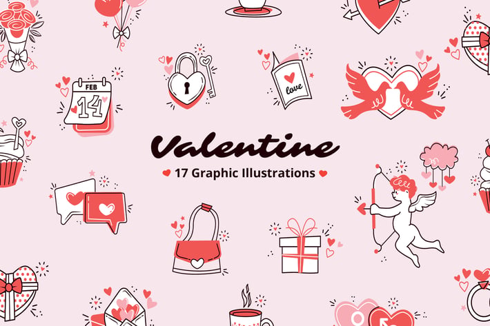 Valentine Doodle Graphics Illustration