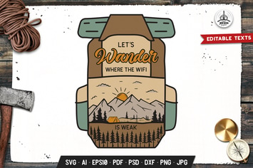 Wander Adventure Badge Vector Retro Graphic Logo