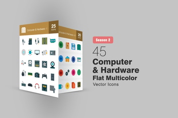 45 Computer & Hardware Flat Icons Season II