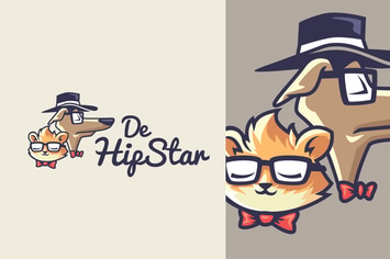 Hipster Pet - Dog and Cat Mascot Logo