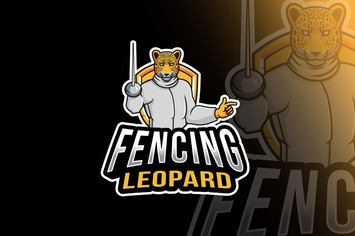 Fencing Leopard Sport Logo Template