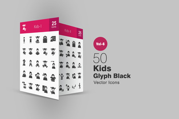 50 Kids Glyph Icons