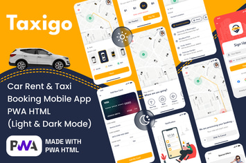 Car Rental and Taxi Booking Mobile App PWA HTML