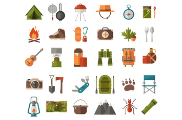 Hiking and Camping Vector Icons