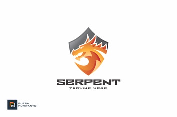 Dragon Serpent Shield - Logo Template