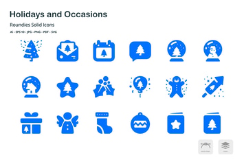 Holidays and Occasions Roundies Solid Glyph Icons