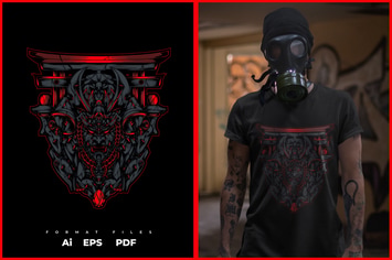 Samurai illustration for t-shirt design