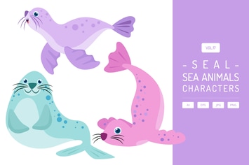 Cute Seal - Sea Animals Characters Vol.17