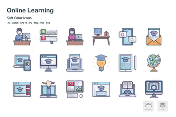 Online learning soft color icons