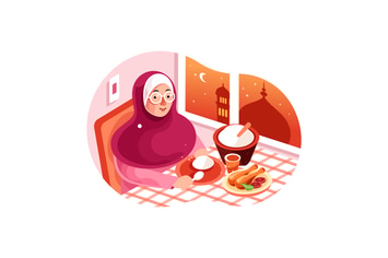 Enjoy Iftar Meal in Ramadan illustration