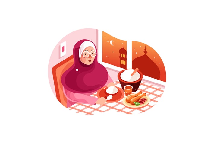 Enjoy Iftar Meal in Ramadan illustration