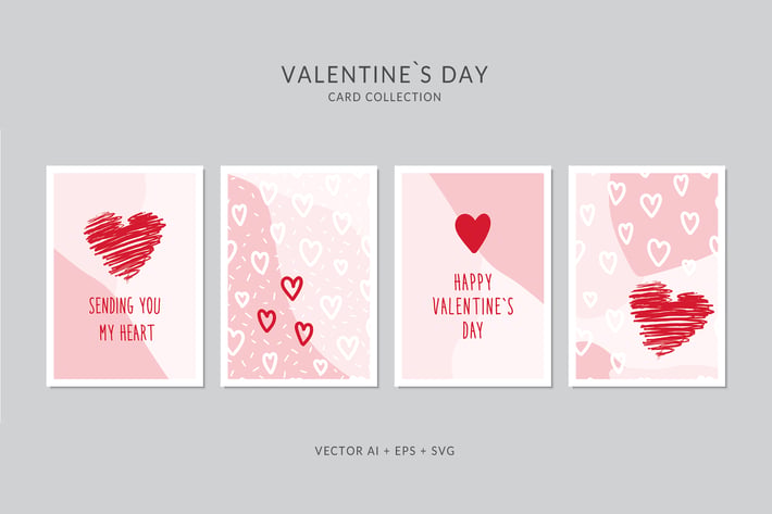 Valentines Day Card Vector Set
