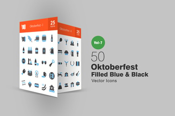 50 Oktoberfest Blue & Black Icons
