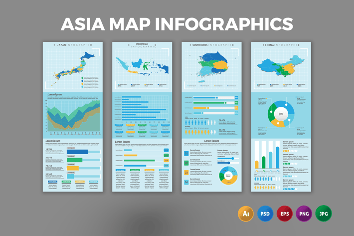 Asia Map – Infographics Design
