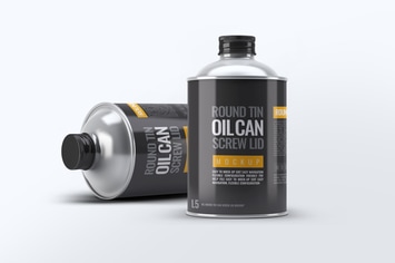 Oil Round Tin Can Screw Lid Mock-Up