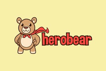 Hero Bear - Stuffed Bear Character Mascot Logo