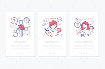 Diversity concept line design style web banners
