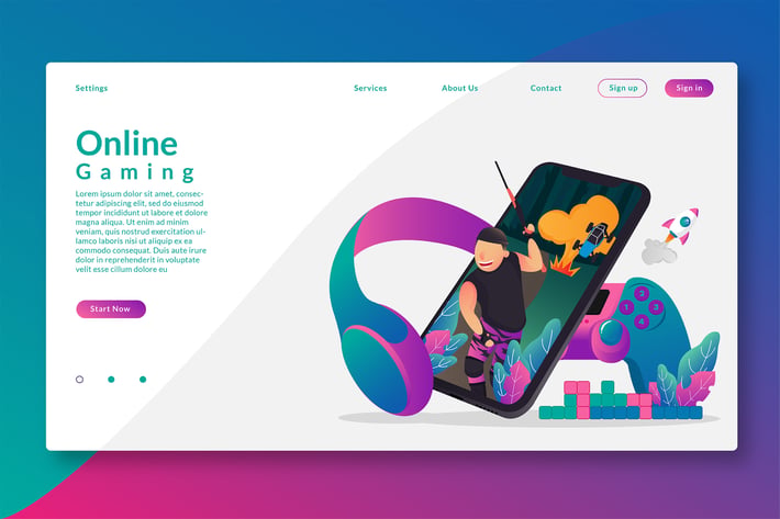 Online Gaming - Web Header & Vector