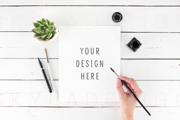 Feminine artist mockup