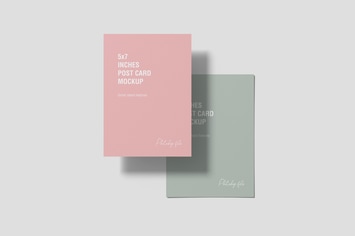5x7 Inches Postcard Mockup Top View