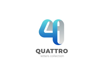 Number 4 Four design 3D Ribbon style