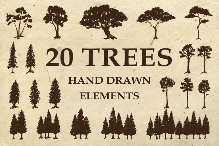 Hand Drawn Trees Elements