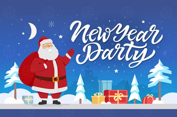 New Year party - cartoon characters illustration