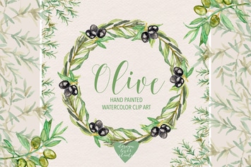 Watercolor Olive clipart
