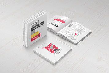 Square Book Mock-Up Set