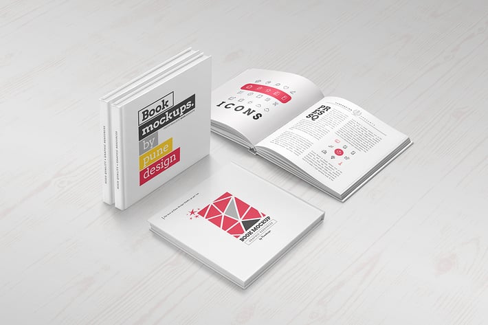 Square Book Mock-Up Set