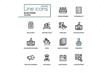 Elections - modern line design icons set