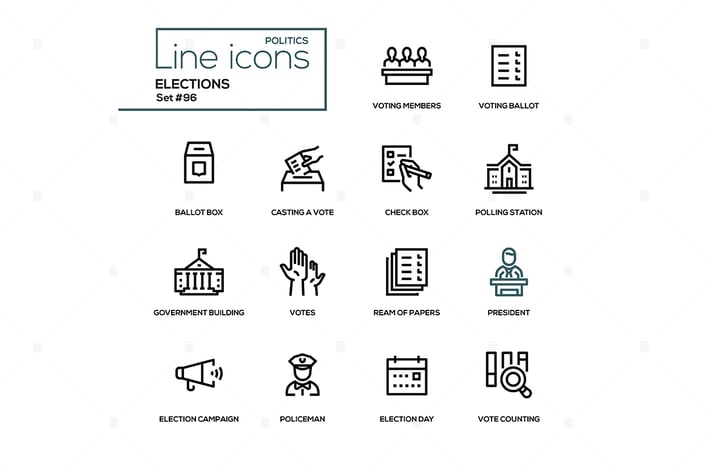 Elections - modern line design icons set
